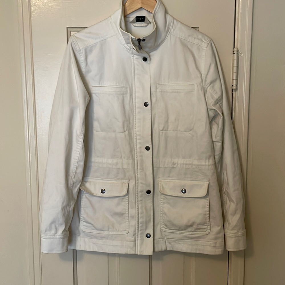 white deck jacket chore coat LL bean
